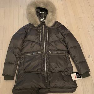 DKNY Fur Hooded Puffer Coat